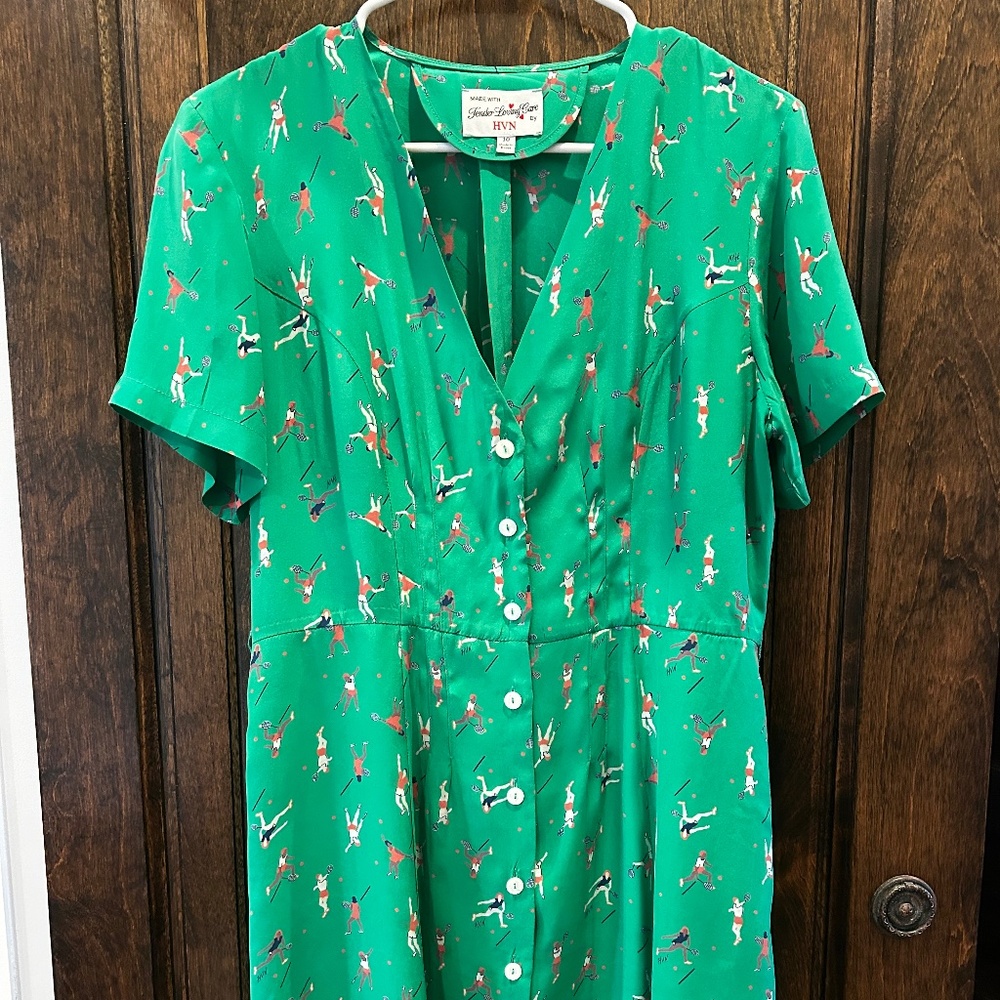 HVN Silk Mini Maria Dress - Tennis Print